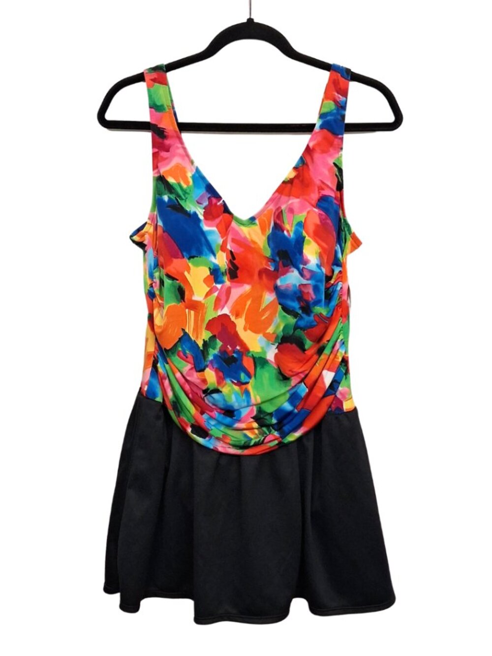 SUDDENLY SLIM BY CATALINA Colorful Floral Swim Dress Tunic 2X (18W-20W) NWT